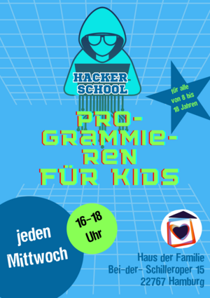 Programmieren für Kinder von 8 bis 18 Jahren. Jeden Mittwoch von 16 bis 18 Uhr.